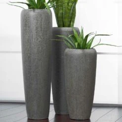 Moderne Garten Pflanzvase Aus Polystone In Grau - Rango