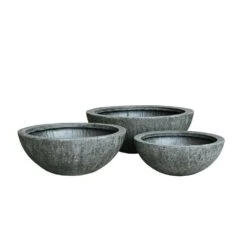 Moderne Pflanzschalen Im 3er Set - Polystone Steingrau - Borghetto
