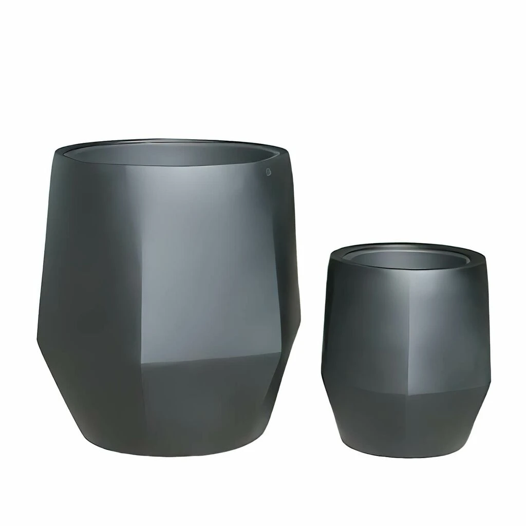 Moderne Pflanztöpfe Aus Polystone Im 2er Set - Schwarz Matt - Ranto 3 Moderne Pflanztöpfe Aus Polystone Im 2er Set - Schwarz Matt - Ranto