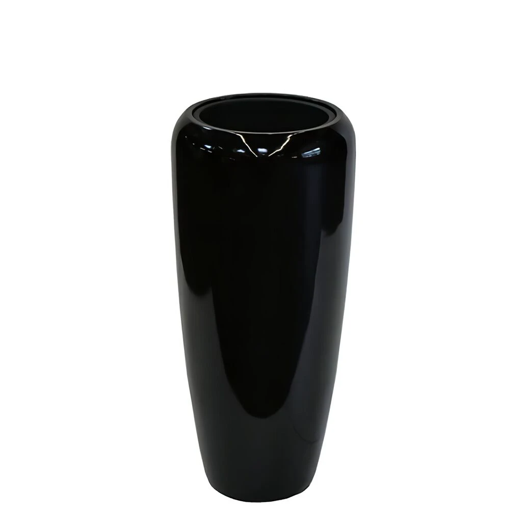 Moderne Pflanzvase Für Draußen - Schwarz Glänzend - Polystone - Sarnano 4 Moderne Pflanzvase Für Draußen - Schwarz Glänzend - Polystone - Sarnano – Bild 2
