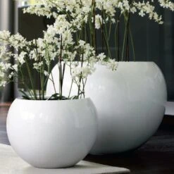 Moderne Runde Pflanzkübel Aus Polystone - 2er Set - Farcia