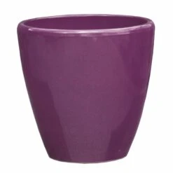 Moderner Blumentopf Für Außen - Steinzeug Frostfest - Rund - Fuchsia - Akaste Roza