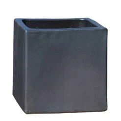 Moderner Eckiger Pflanztrog Für Draußen - Steinzeug Anthrazit - Macula Niger