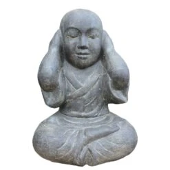 Mönch Aus Steinguss Mit Geschlossenen Ohren - Mönch Nichts Hören