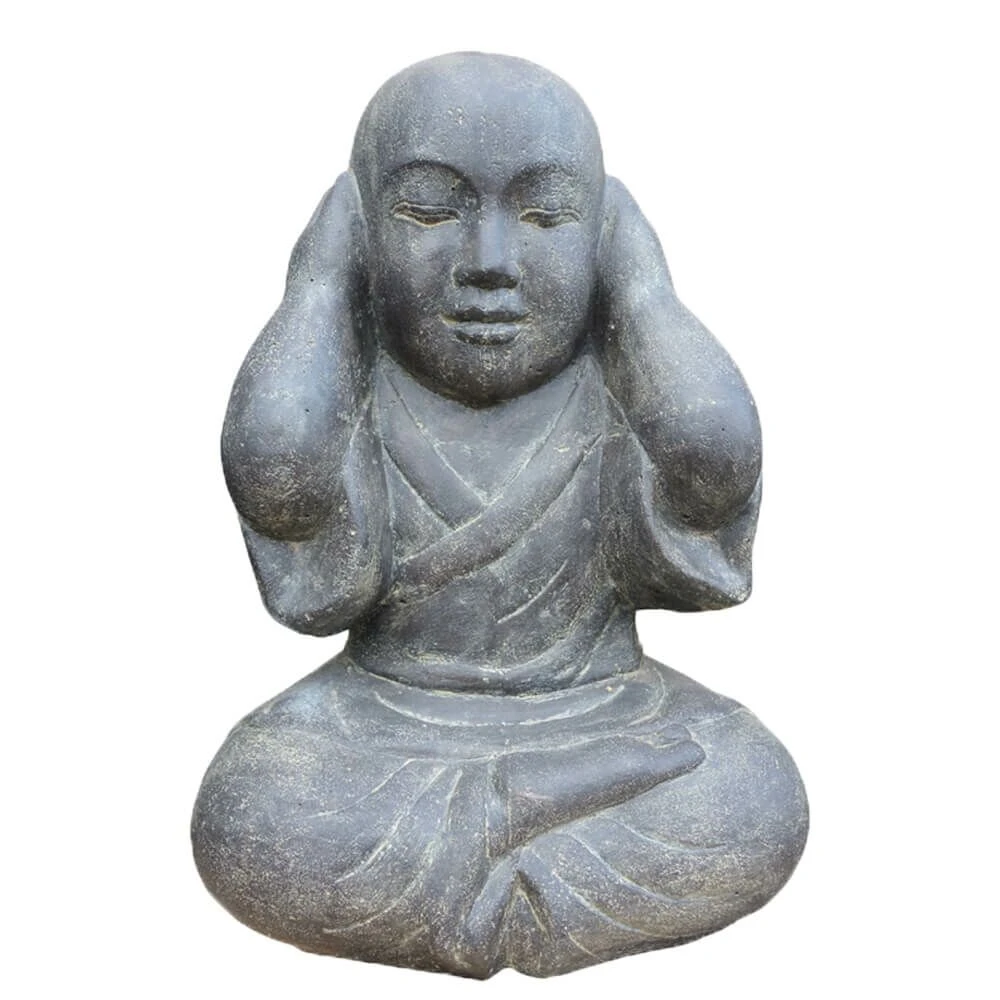 Mönch Aus Steinguss Mit Geschlossenen Ohren - Mönch Nichts Hören 3 Mönch Aus Steinguss Mit Geschlossenen Ohren - Mönch Nichts Hören