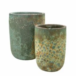 Outdoor Blumentopf 2er Set - Grün - Antik Look - Ferla