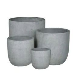 Outdoor Pflanztopf 4er Set - Glasfaser-Beton - Zement Grau - Nalani