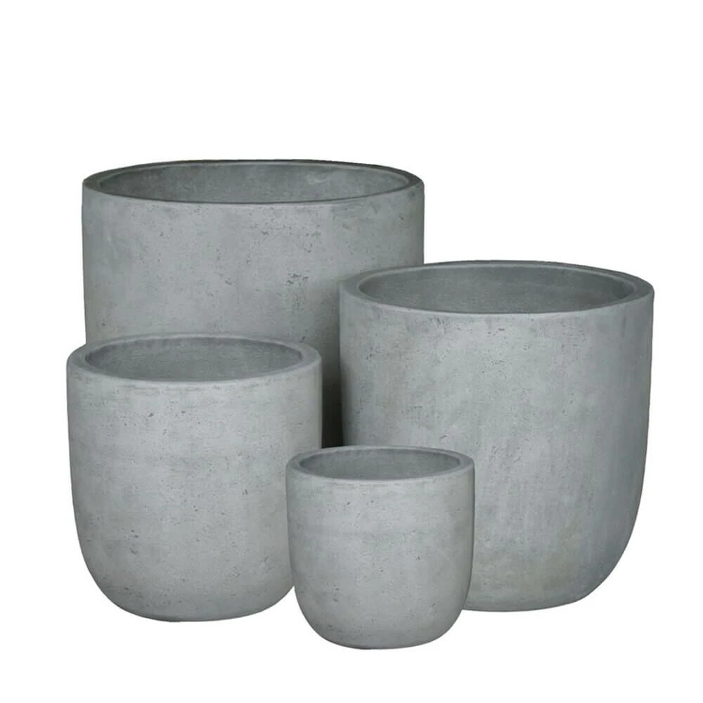 Outdoor Pflanztopf 4er Set - Glasfaser-Beton - Zement Grau - Nalani 3 Outdoor Pflanztopf 4er Set - Glasfaser-Beton - Zement Grau - Nalani