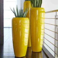 Outdoor Pflanzvase In Gelb - Hochglänzend - Modern - Corinaldo
