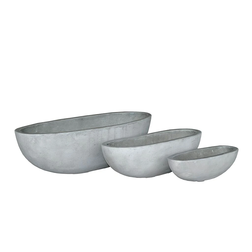 Ovale Pflanzschale Für Draußen - Beton Optik - 3er Set - Scanno 3 Ovale Pflanzschale Für Draußen - Beton Optik - 3er Set - Scanno