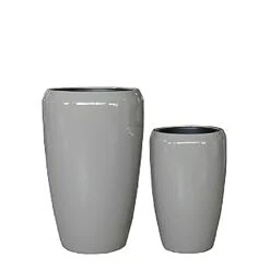 Polystone Blumentopf - Taupe Hochglänzend - Modern - Moresco