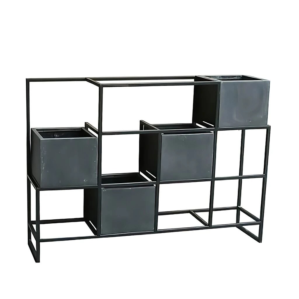 Raumteiler Mit 4 Polystone Pflanzgefäßen In Grau - Rakero 3 Raumteiler Mit 4 Polystone Pflanzgefäßen In Grau - Rakero