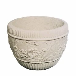 Reich Verzierte Runde Blumenschale Aus Steinguss Für Den Garten - Imbiza