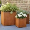 Rost Metall Pflanzgefäße 3er Set - Eckig Mit Einsatz - Hilo -Pflanz Traum Verkaufsgeschäft rost metall pflanzgefaesse 3er set eckig mit einsatz hilo