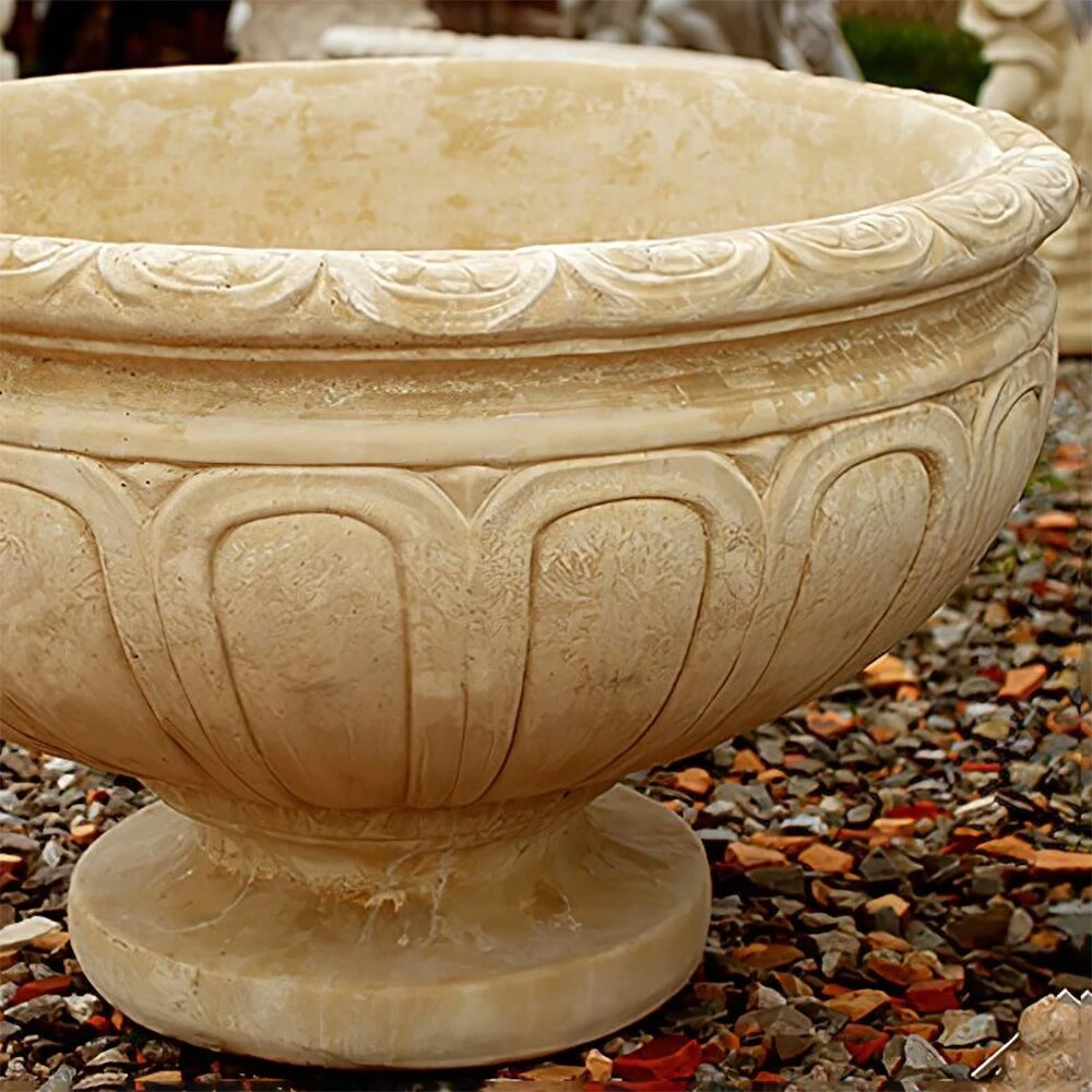 Schlichte Pflanzschale Aus Steinguss - Rund - Idalia 4 Schlichte Pflanzschale Aus Steinguss - Rund - Idalia – Bild 2