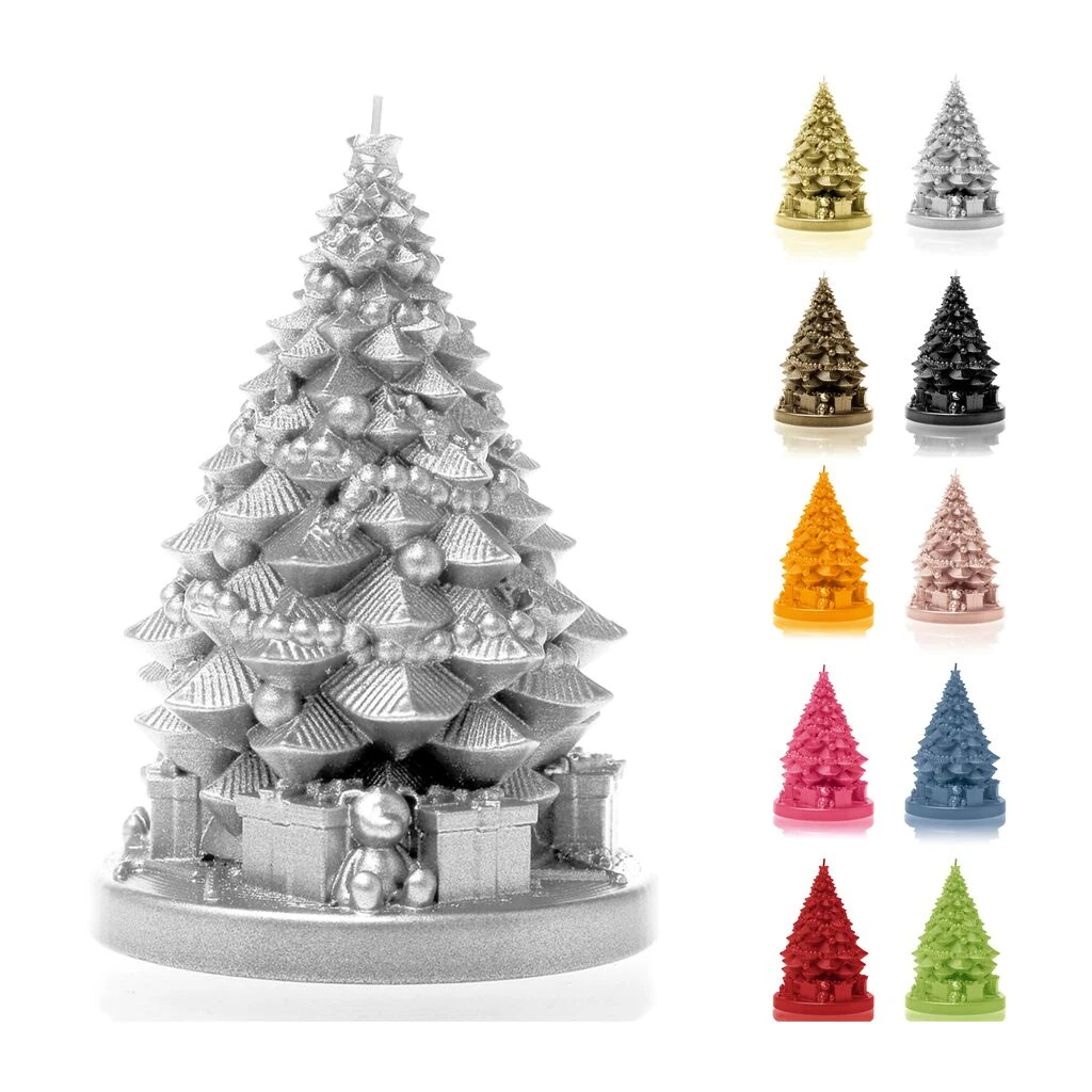 Silberner Weihnachtsbaum Mit Geschenken - Vegane Kerze - Green Christmas 4 Silberner Weihnachtsbaum Mit Geschenken - Vegane Kerze - Green Christmas – Bild 2