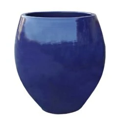 Stilvoller Blumenkübel Für Draußen Aus Keramik - Frostsicher - Blau - Veritas Azur