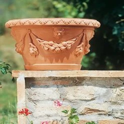 Topf Aus Terrakotta Mit Floralem Ornament - Valeriano