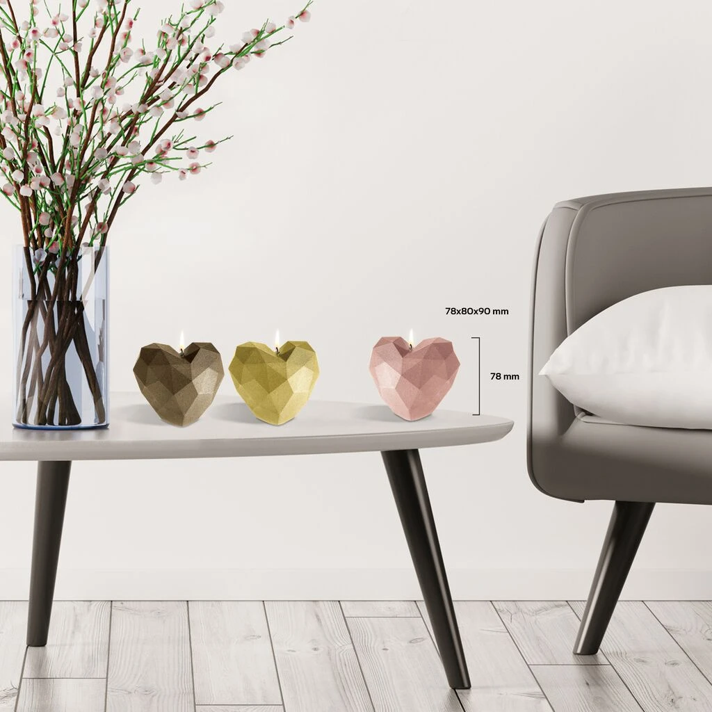Vegane Kerze Herz Im 3er-Set - Modern & Farbig - Three Hearths 4 Vegane Kerze Herz Im 3er-Set - Modern & Farbig - Three Hearths – Bild 2