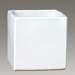 Weißer Pflanztrog Für Draußen - Steinzeug Frostsicher - Eckig - Macula Blanc