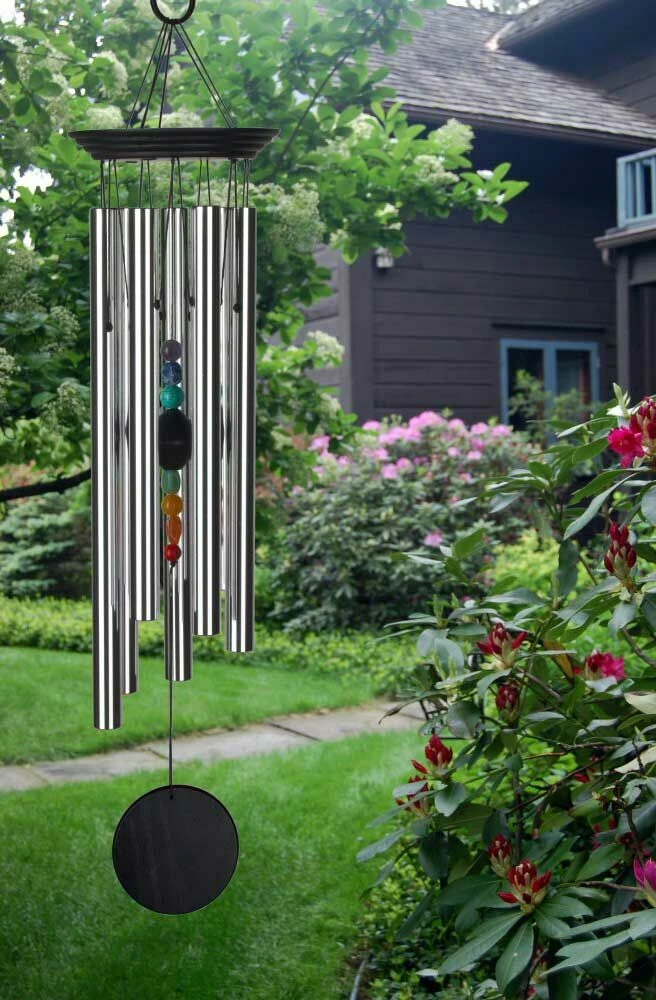 Windspiel Mit Metall Röhren Woodstock Chakra Chime - Seven Stones, Groß 4 Windspiel Mit Metall Röhren Woodstock Chakra Chime - Seven Stones, Groß – Bild 2