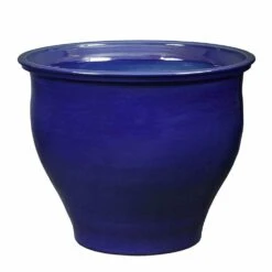 Winterfester Pflanztopf Aus Steinzeug - Blau - Rund - Mater Azur