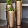 XXL Indoor Vase Mit Einsatz - Polystone - Bronze - Rund - Amanuel -Pflanz Traum Verkaufsgeschäft xxl indoor vase mit einsatz polystone bronze rund amanuel