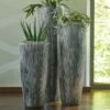 XXL Pflanzvase Aus Polystone - Indoor - Silber - Mit Einsatz - Awate -Pflanz Traum Verkaufsgeschäft xxl pflanzvase aus polystone indoor silber mit einsatz awate